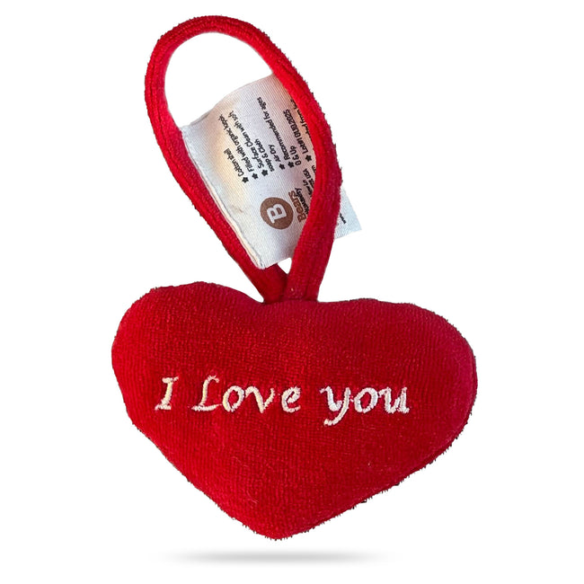 Organic Cotton Heart Plush with Embroidered 'I Love You' Message – Eco-Friendly Gift for Kids & Loved Ones