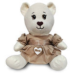 15"Organic Mama Bear – Cream with Beige Polka Dot Dress