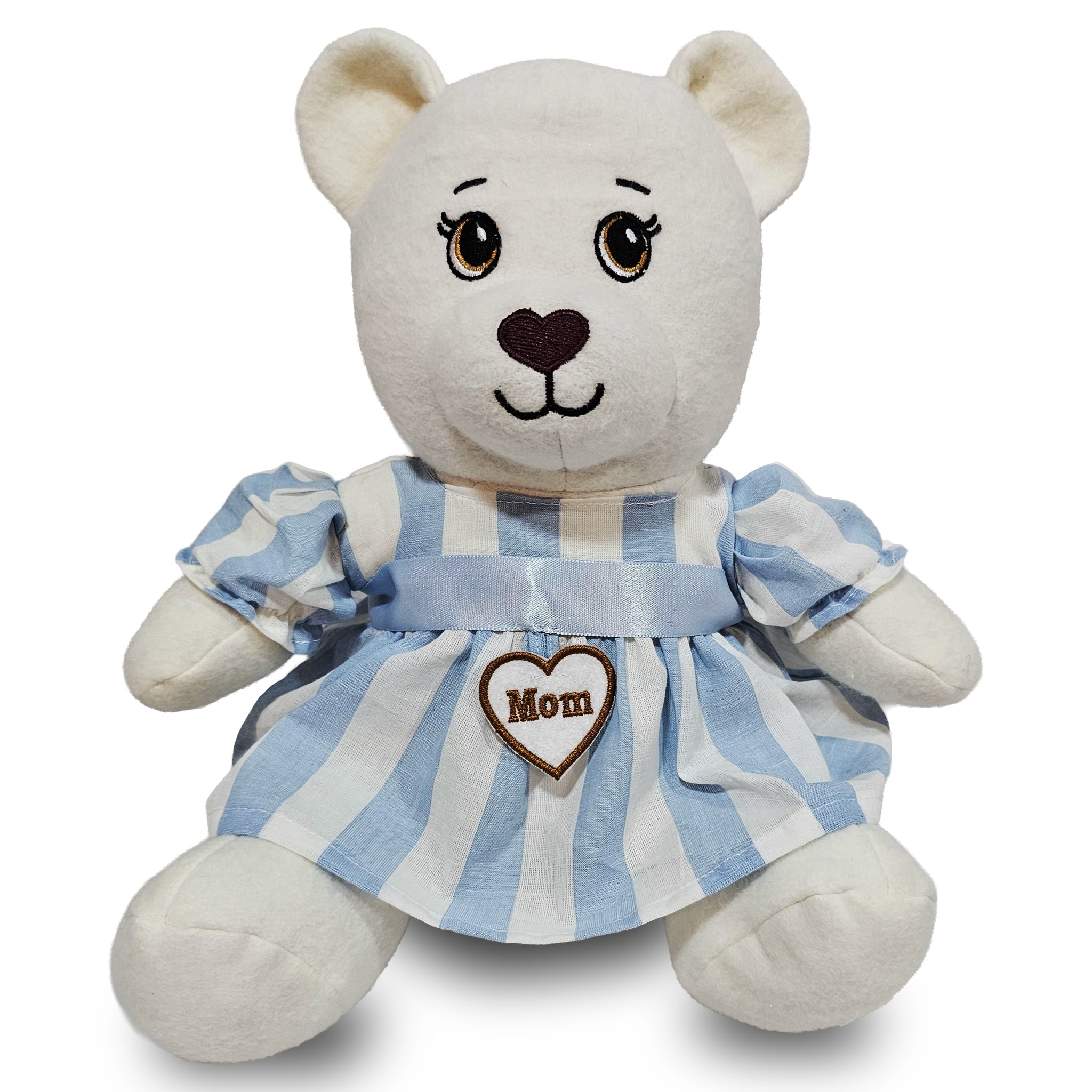 Mama Bear in Blue & White Stripe Summer Dress & Choco Baby Bear Bundle