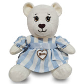 15" Organic Mama Bear in Blue & White Stripe Summer Dress – GOTS Certified | Bears for Humanity