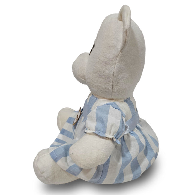 15" Organic Mama Bear in Blue & White Stripe Summer Dress – GOTS Certified | Bears for Humanity
