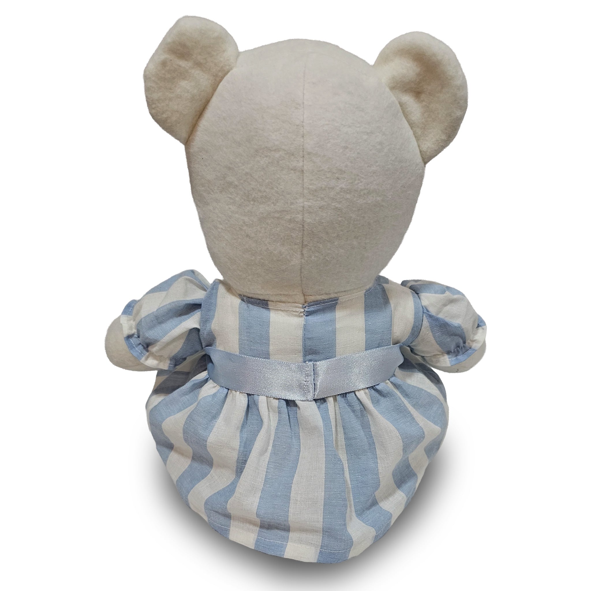 15" Organic Mama Bear in Blue & White Stripe Summer Dress GOTS Certi Bears for Humanity 15" Organic Mama Bear in Blue & White Stripe Summer Dress GOTS Certi Bears for Humanity