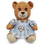 15" Butterrum Mama Bear in Organic Blue & White Stripe Dress