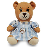 15" Butterrum Mama Bear in Organic Blue & White Stripe Dress