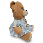 15" Butterrum Mama Bear in Organic Blue & White Stripe Dress