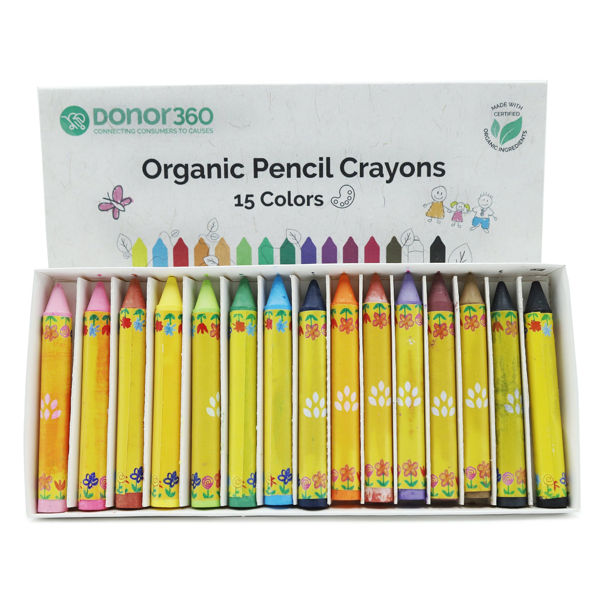 Organic Pencil Crayons - 15 Crayons Set – Bears for Humanity