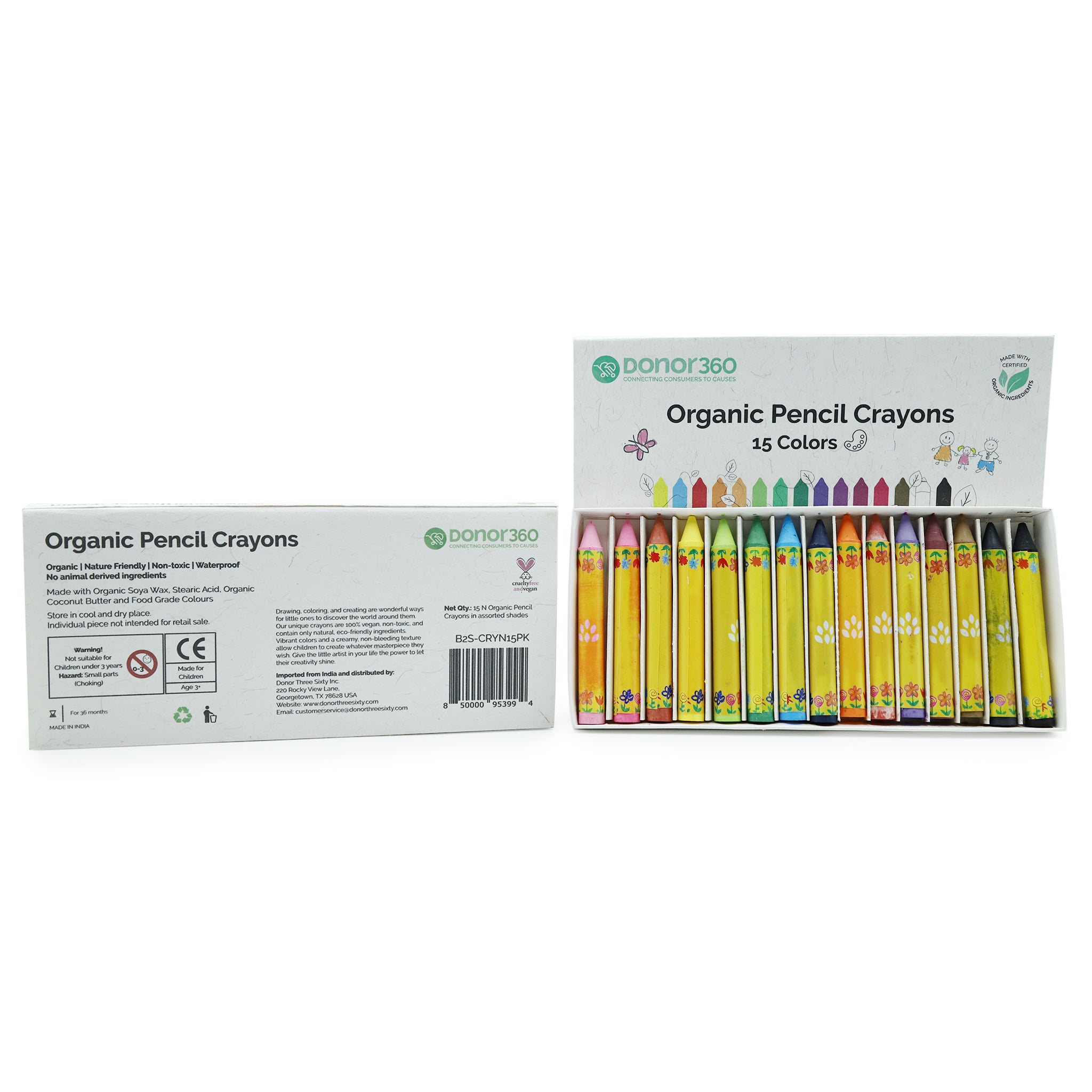 Organic Pencil Crayons - 15 Crayons Set – Bears for Humanity
