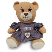 15" Butterrum Mama Bear in Plum Polka Dot Dress – GOTS-Certified Organic | Bears for Humanity