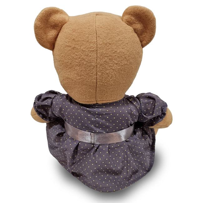 15" Butterrum Mama Bear in Plum Polka Dot Dress – GOTS-Certified Organic | Bears for Humanity