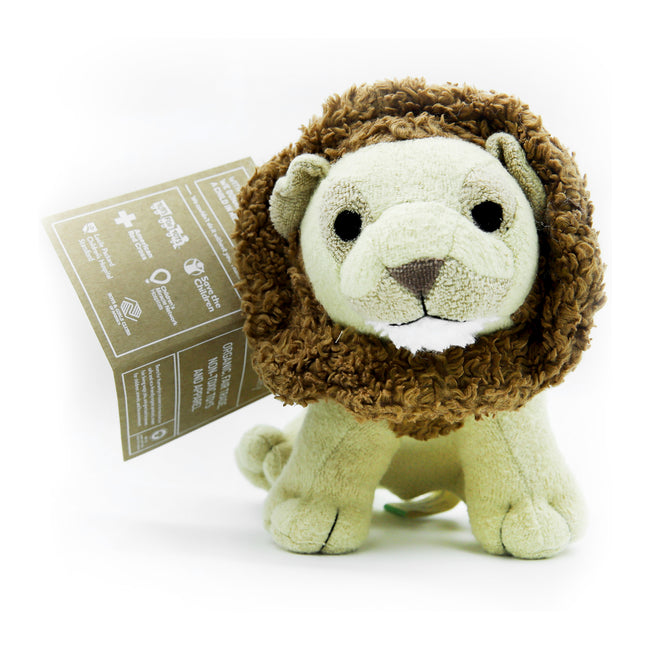 Front view of the organic and Fair trade realistic lion plush toy by Bears for Humanity