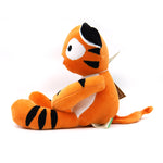 Soft tiger plush toy side view 