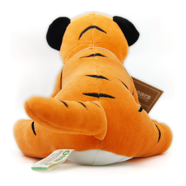 Back and tail view of the realistic tiger plush toy by Bears for Humanity