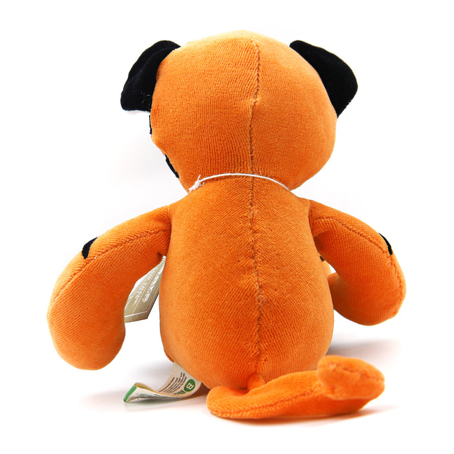 Back view of an organic and Fair Trade plush toy