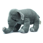 Side view of the Organic Asian Elephant plush in grey