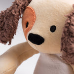 Close up of Organic Puppy Plush toy for babies and children 