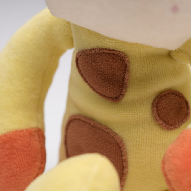 Close up of spots on the Organic Giraffe plushie by Bears for Humanity